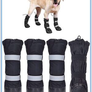 Hipaw Waterproof Dog Boots for Winter Snow Rain,Non-Slip Dog Shoes Medium